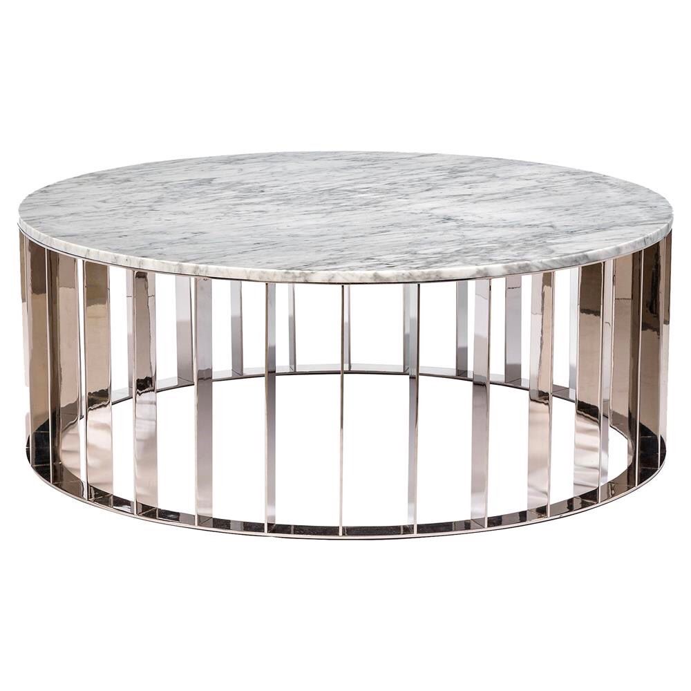 Interlude Home Contemporary Roxette Marble-Top Round Coffee Table
