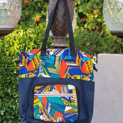 Ghanian West African Custom Denim Tote Bag 