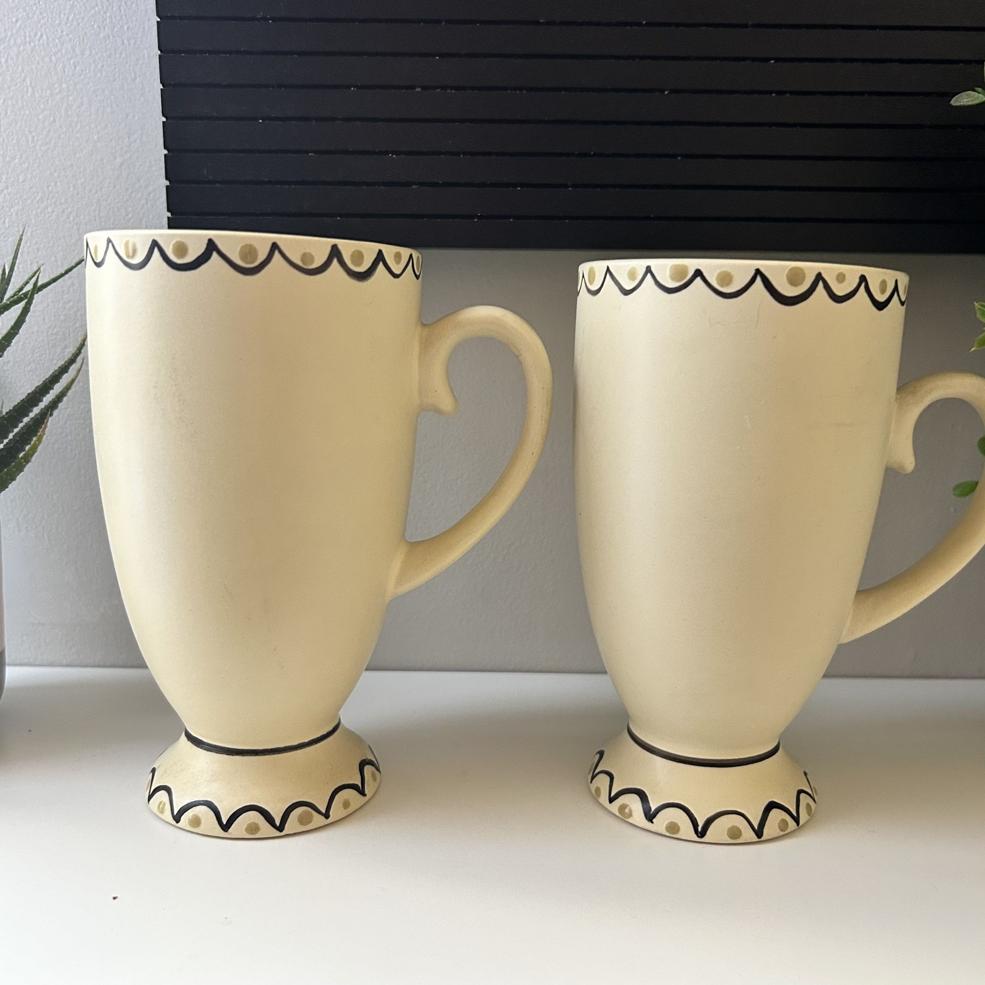Vintage pedestal tall latte mugs