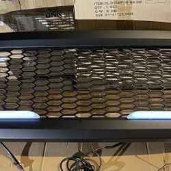 Ford F-150 Black LED DRL Diamond Mesh Front Hood Bumper Grille for 2009 to 2014