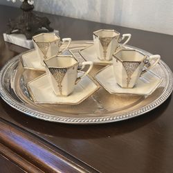 Lenox sterling silver detail espresso cups
