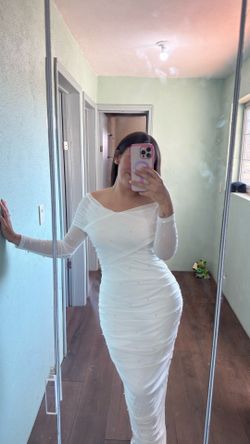 beautiful white dress with pearls