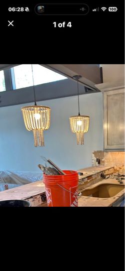 Boho beaded chandelier hanging light