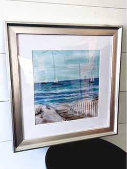Framed Beach Scene Coastal Wall Art