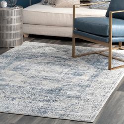 Jayla Barbed Iris Medallion Blue 6 ft. 7 in. x 9 ft. Area Rug