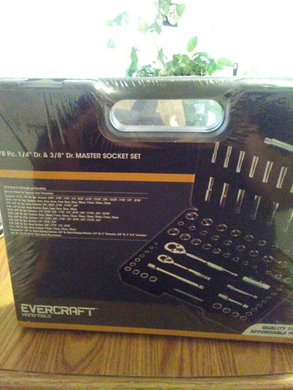 Evercraft Hand Tools 774-0178 78 Pc 1//4/" /& 3//8/" Dr Master Socket Set