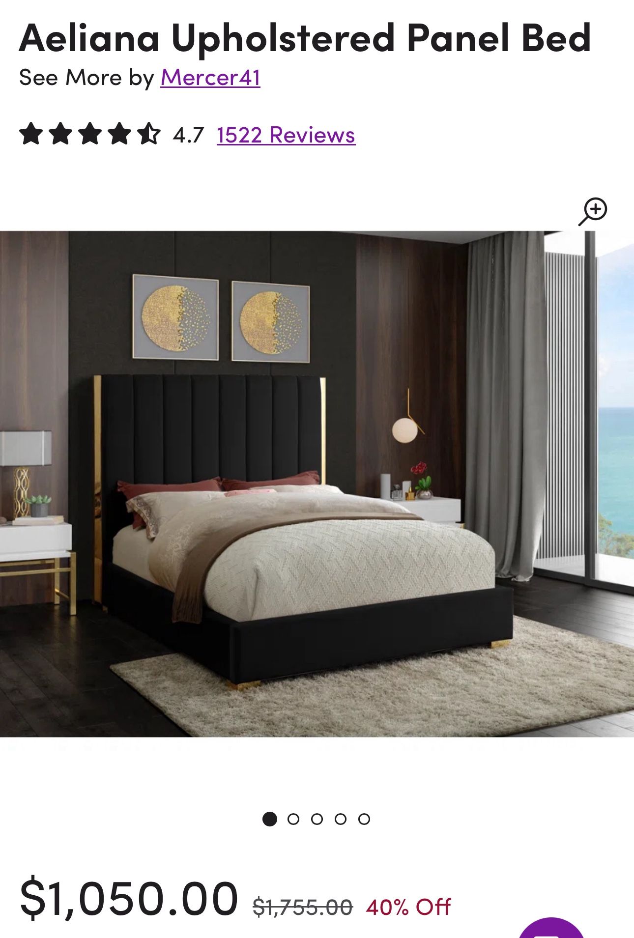 Queen size Bedframe Black & Gold