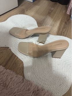 Clear strips , nude bottom, heels