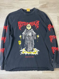 Little Fella Funny Little Fella Long Sleeve T-Shirt L Black Acid Wash Metal Tee
