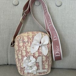 Dior Shoulder Bag Trotter Flower Canvas Pink  