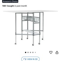 Sew Ready Hobby and Cutting Table - 58.75" W x 36.5" D White Arts and Crafts Table with 2 Mesh Storage Drawers
