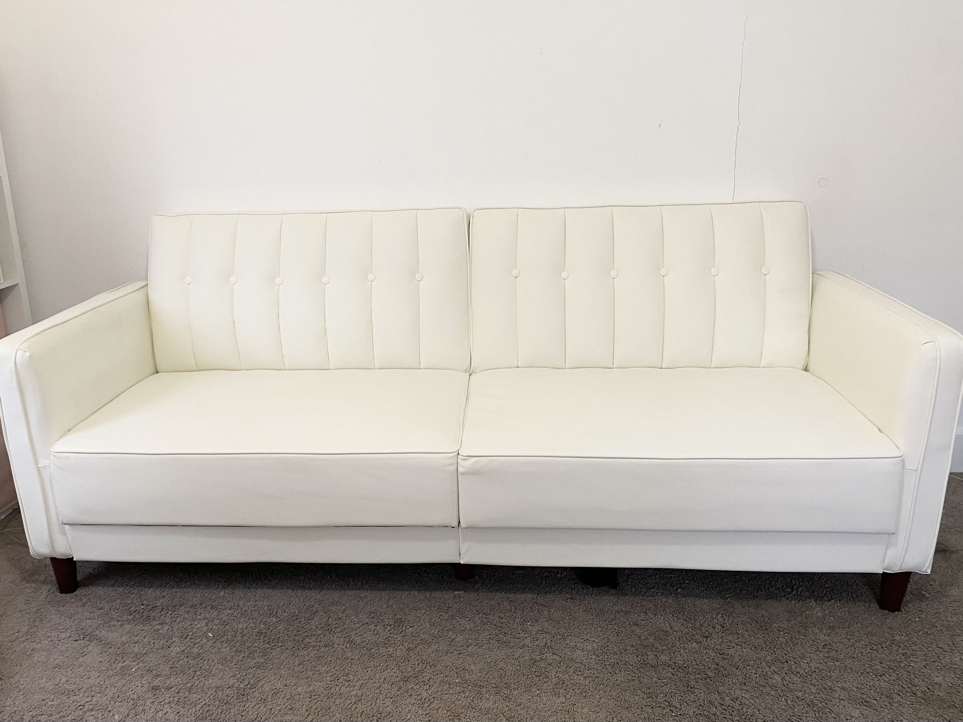 White Tuft Futon Sofa Bed