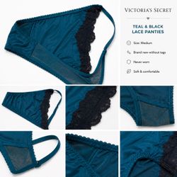 BRAND NEW W/O TAGS  Victoria's Secret Teal & Black Lace Panties