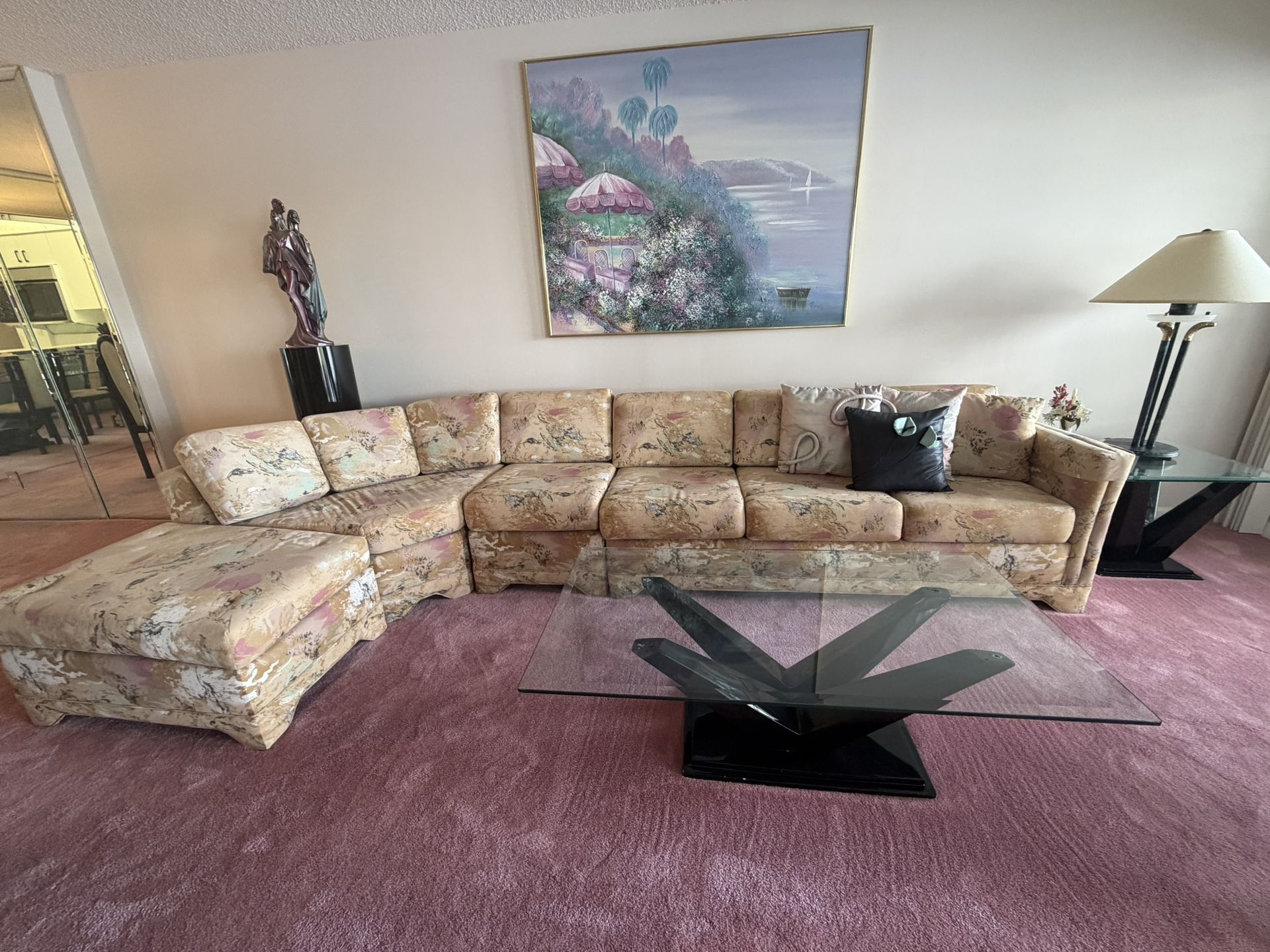 Vintage sectional Sofa And Tables