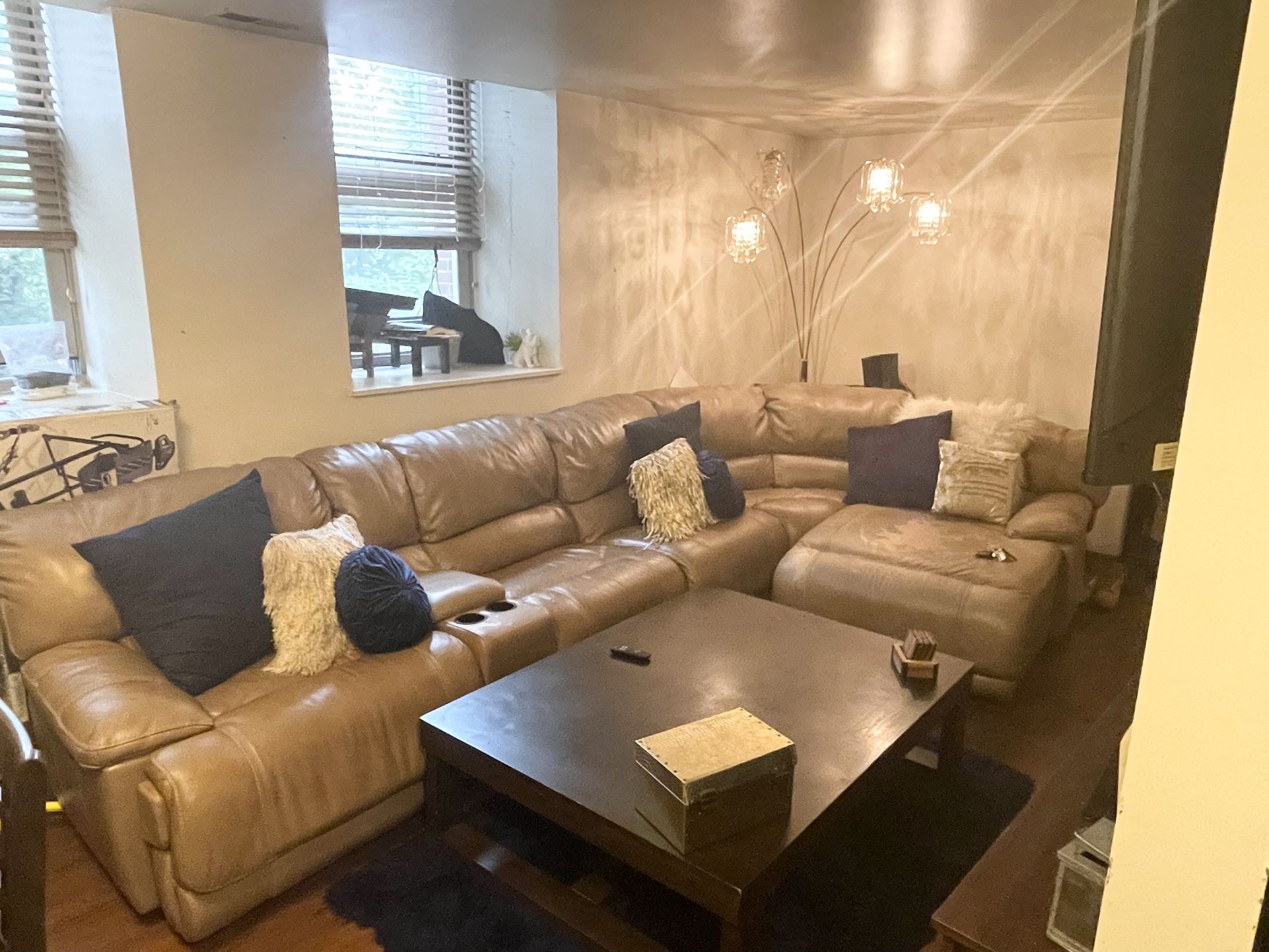 Huge,Beige, leather Sectional