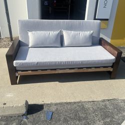 Walnut Gray Wooden Loveseat 