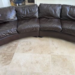 Faux Leather Curved Couch