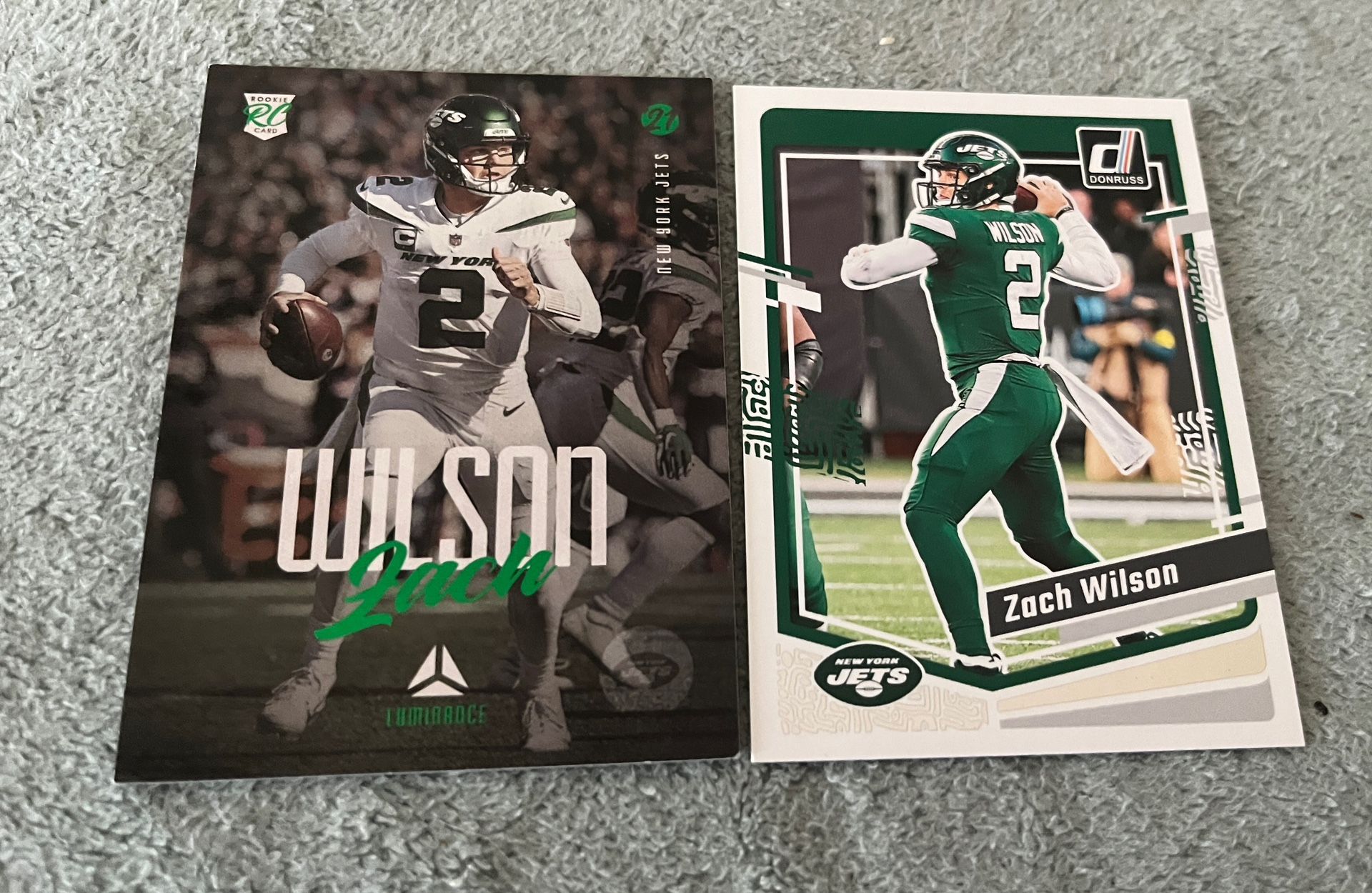 Lot of 2 Zach Wilson New York Jets QB NFL Football Cards