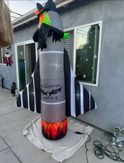 Halloween Decor Witch on Rocket Airblown