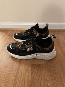 Women's Bebe Black Shimmer & Leopard Print Sneakers 