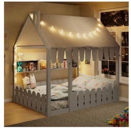 Twin Toddler Bed Frame Fence/Roof