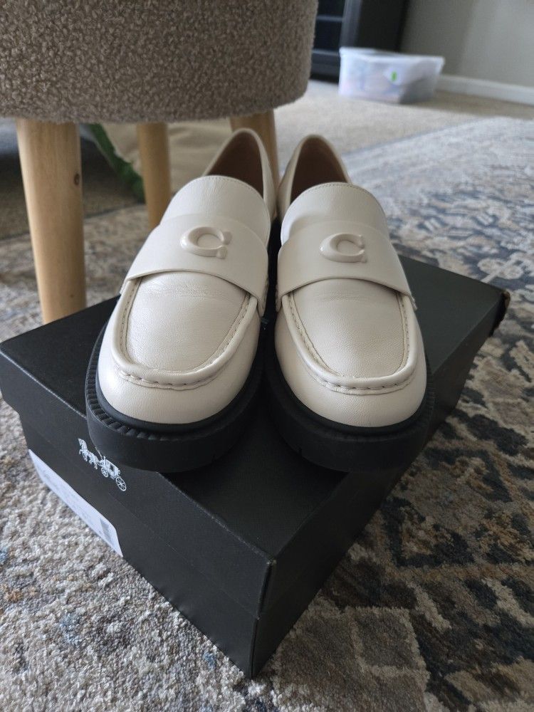White Coach Platform Loafers