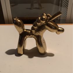 Gold Metal Balloon Animal Unicorn Figurine ~ Paperweight / Metal Balloon Animal Unicorn / Gold Metal Unicorn Figurine ~ Paperweight