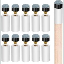 10 Sets Billiard Cues Tips Replacement with White Pool Cue Stick Ferrules, Billiard cues Tips, Screw On Pool Cue Tips Pool cue Tips Replacement kit, 1