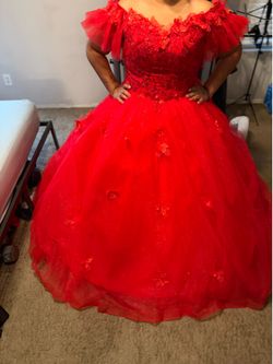 Red quinceanera dress new never worn