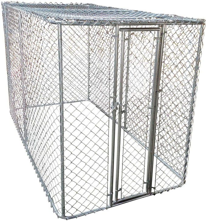 Outdoor Dog Cage Pet Kennel Chain-Link Fence Full Enclosure with Top (10' x 5' x 6')
