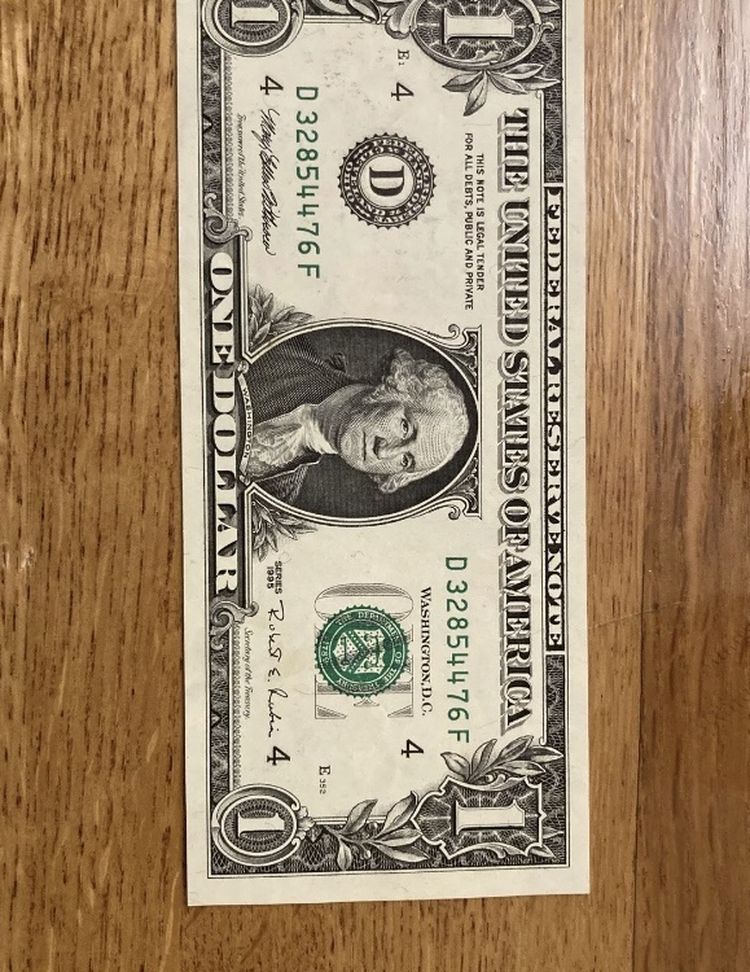 Rare miss printed dollar bill