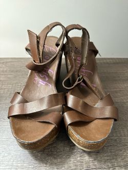 Blowfish Malibu Hydra Brown Cork Wedge Sandals Size 7.5