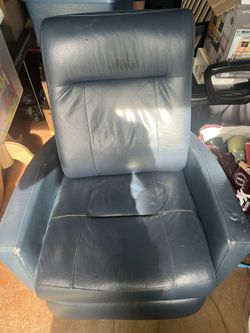 Navy blue leather electric recliner