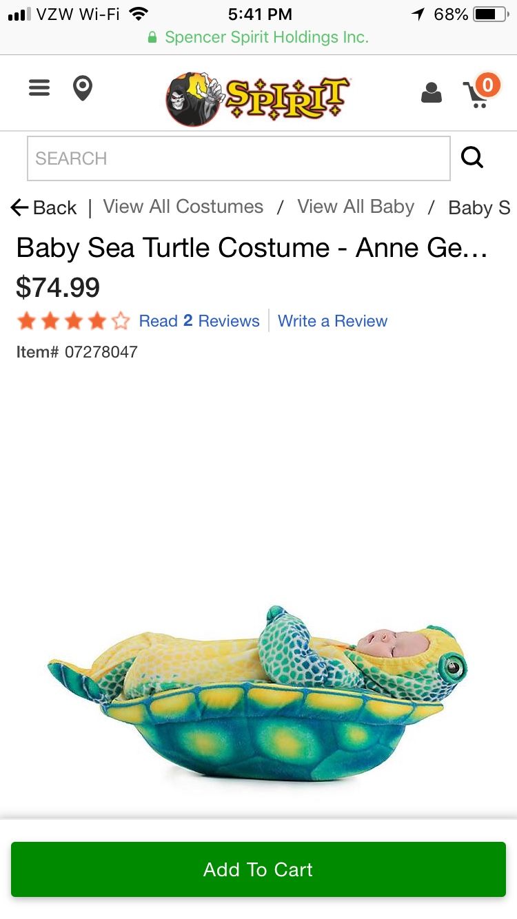 New Anne Geddes Sea Turtle Baby Costume