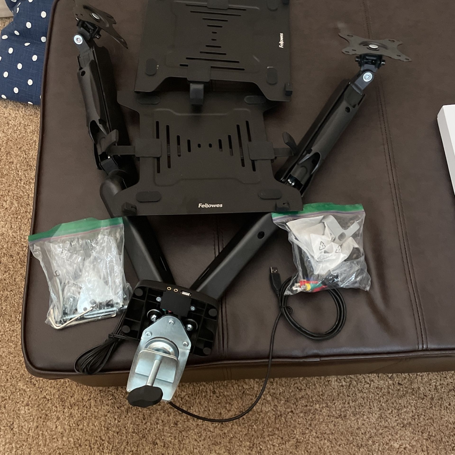 Lorell Dual Arm Monitor Mount With 2 Fellowes Laptop Arm Accessories 