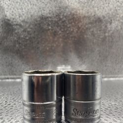Bundle lot of 2 Snap-on FSM171 FSM181 Chrome Socket 18mm 6pt 3/8" Drive  17mm