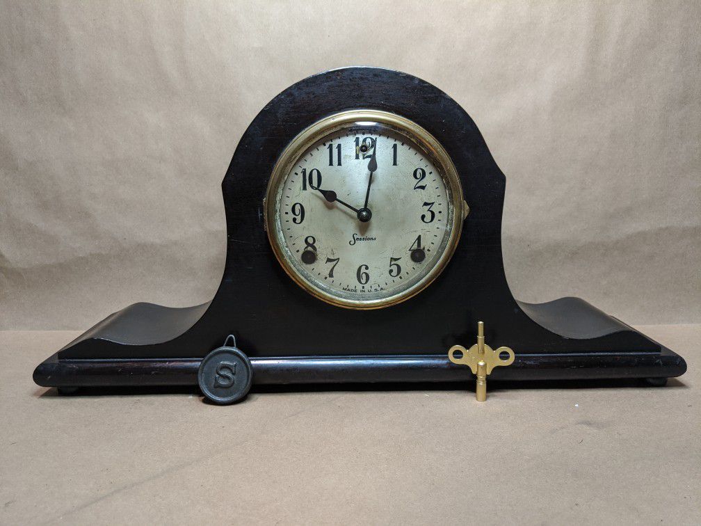 ANTIQUE SESSIONS MANTEL CLOCK GONG