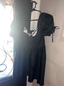 Black Mini Dress with White Ruffle Neckline