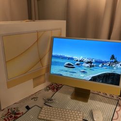 2021 Apple iMac Yellow M1 processor 24-inch 8gb ram 256gb ssd. Works great. Comes with original box