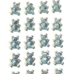 Blue Bear Charms 3D Baby Shower Self Adhesive Stickers Crafts Party Supplies
