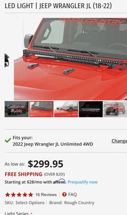 Jeep Wrangler light bar. Rough Country