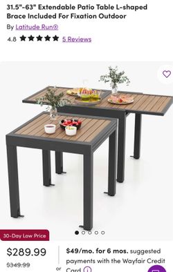 Latitude Run Extendable Patio Dining Table 31.5” to 63” Outdoor Table Seats 4-6