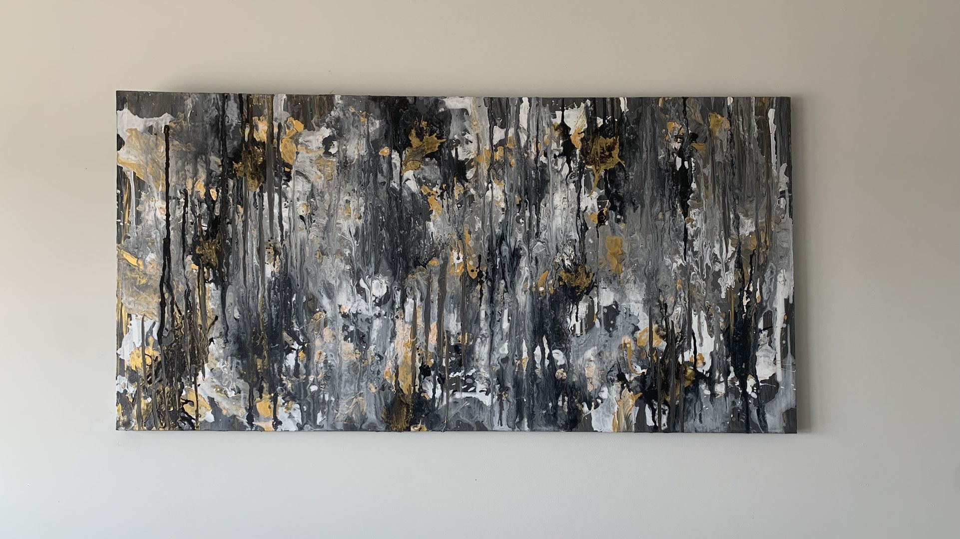 Abstract original Painting Acrylic Canvas Artwork Living Room 48x23”