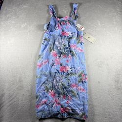 Tommy Bahama Halter Tie Neck Women’s XS Blue Linen Dress Tropical Floral NWT #2A