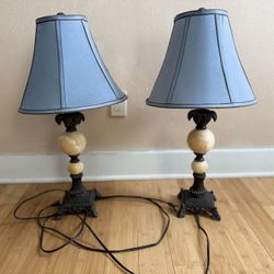 Elegant Matching Table Lamps – Marble/Onyx Style – Set of 2