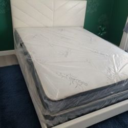 Queen Size Bed Frame With MATTRESS NEW BEDROOM FURNITURE SET Cama Queen 
