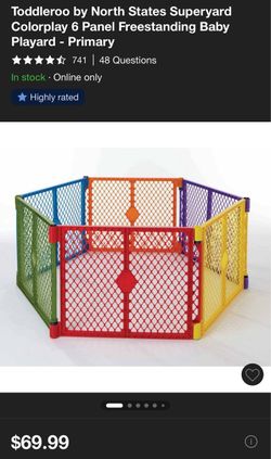 Superyard Colorplay 6 Panel Freestanding Baby Playard Gate