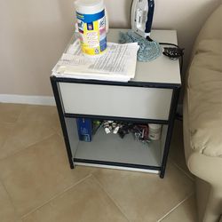 Side Table With Drawer And Shelf