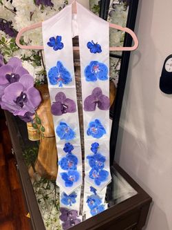 Graduation sash Lai artificial flowers with rhinestones ready for pick up