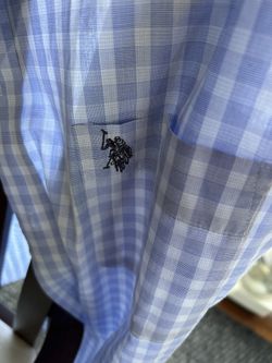 US Polo Association Slim fit size extra large checkered, purple and white long sleeve dress shirt